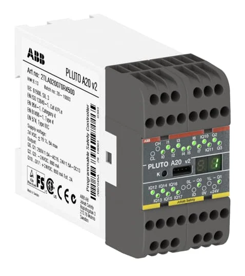 Handla nu ABB Pluto Säkerhetsregulator, 16 säkerhetsingångar, 4 säkerhetsutgångar, 24V