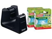 tesa® Easy Cut® SMART skrivbordstejphållare, svart, med 2 rullar tesafilm® Eco & Clear-tejp, 19 mm x 33 m, 53905 (set om 3 st) Bästa pris
