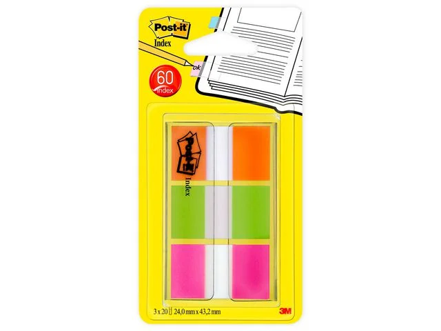 Erbjudande Index POST-IT Neon orange,lime grön,rosa