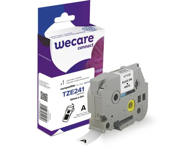 Säker betalning Tape WECARE 18mm TZe-241 Svart på Vit