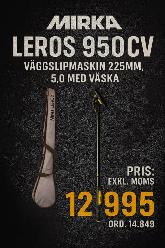 Mirka LEROS 950CV EU Väggslipmaskin 225mm, 5.0 med väska Snabb frakt