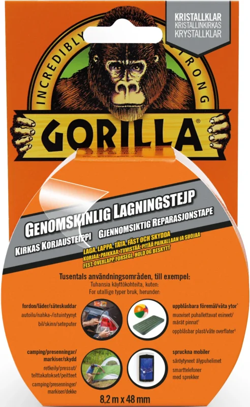 Begränsat antal Gorilla Genomskinlig Lagningstejp 8,2mx48mm