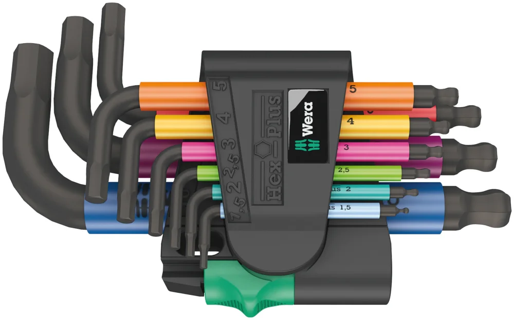 Erbjudande Wera 950/9 Hex-Plus Multicolour 2 Vinkelskruvmejselsats metriska mått, BlackLaser