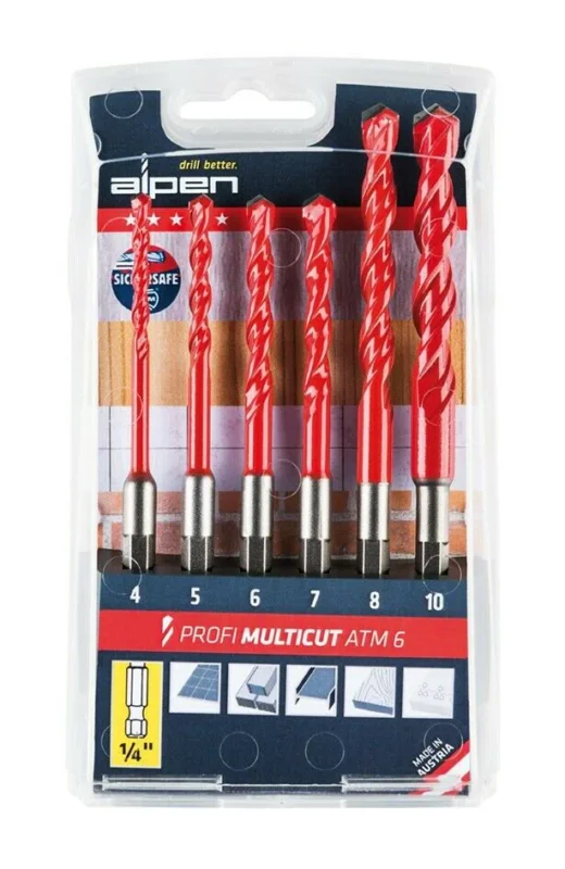 Alpen PROFI MULTICUT ATM 6, Kassett med 6 olika borrar,Ø 4-10mm, 1/4 tums sexkants skaft Beställ idag
