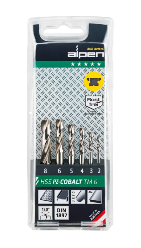 Fynd Alpen HSS Cobalt TM PZ6 - Kassett med 6 st borrar med diameter 2-8 mm