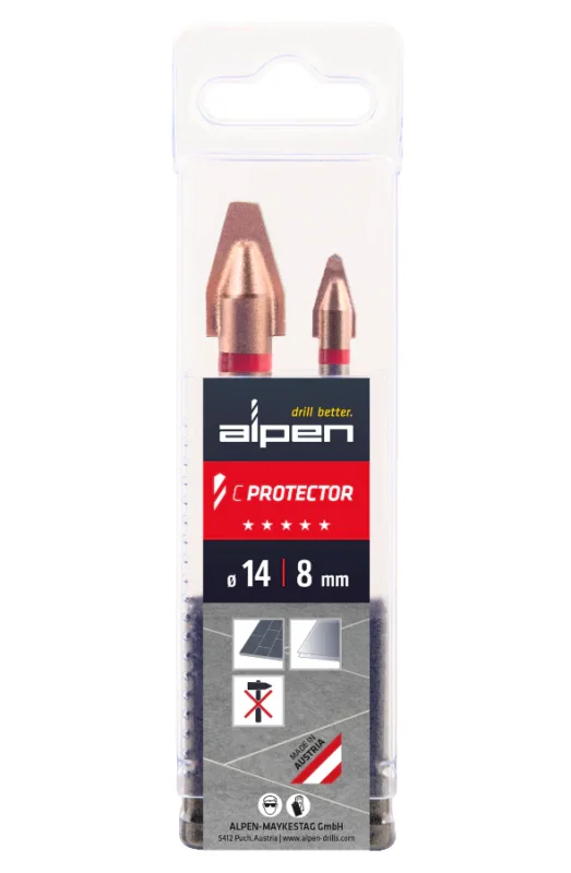 Endast denna vecka Alpen C Protector set med 2 st borrar, Ø 8.0 och 14.0 mm i box