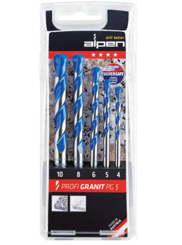 Begränsad tid Alpen Cassette Profi Granite PG 5, 5 pcs., Ø 4.0/ 5.0/ 6.0/ 8.0/ 10.0mm