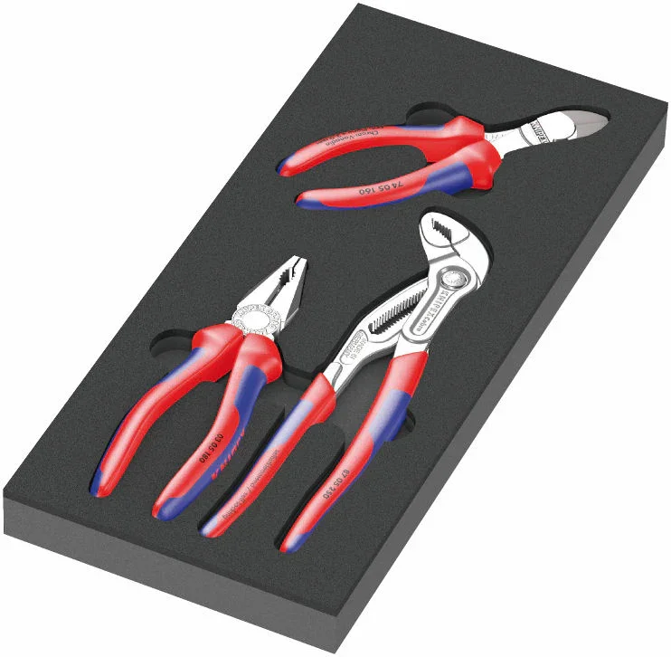 Snabb leverans 9780 Skumgummiinsats KNIPEX-tänger sats 1, 3 delar till Wera 9700 Tool Rebel-verktstadsvagn