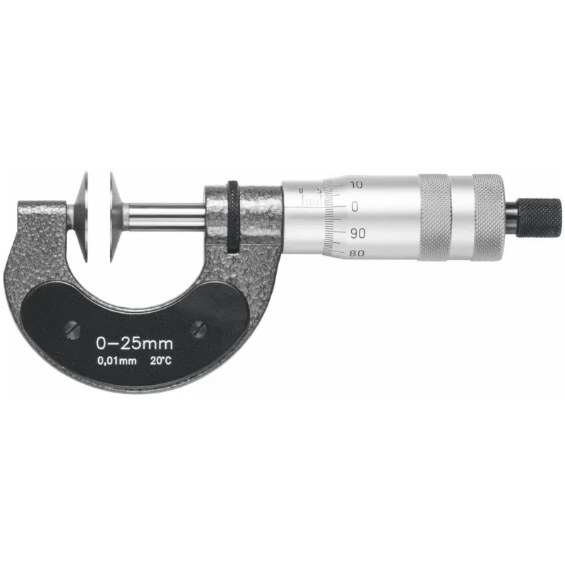 Trygg betalning bygelmikrometer med tallriksmätytor ⌀ 25mm