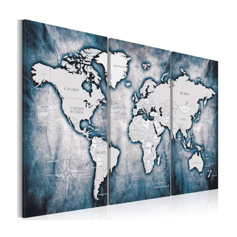 Tavla Arkiio World Map Ink Triptych Utförsäljning