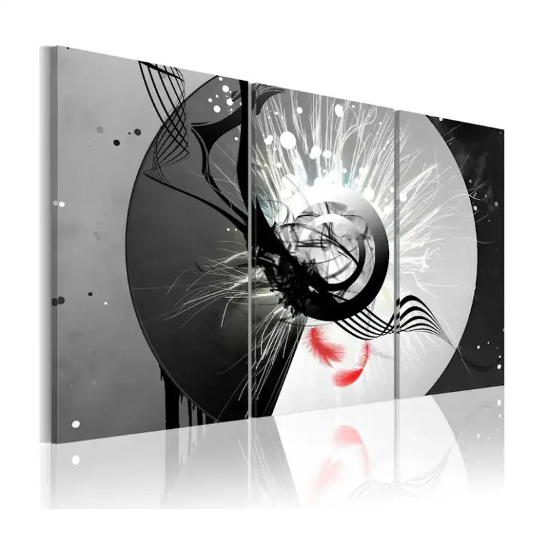 Snabb frakt Tavla Arkiio Metal Circle & Red Feathers90x60 cm