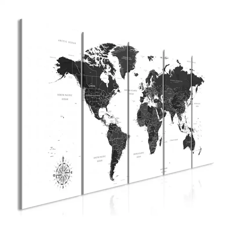 Rabatter Tavla Arkiio Black and White Map 5 delar200x80 cm