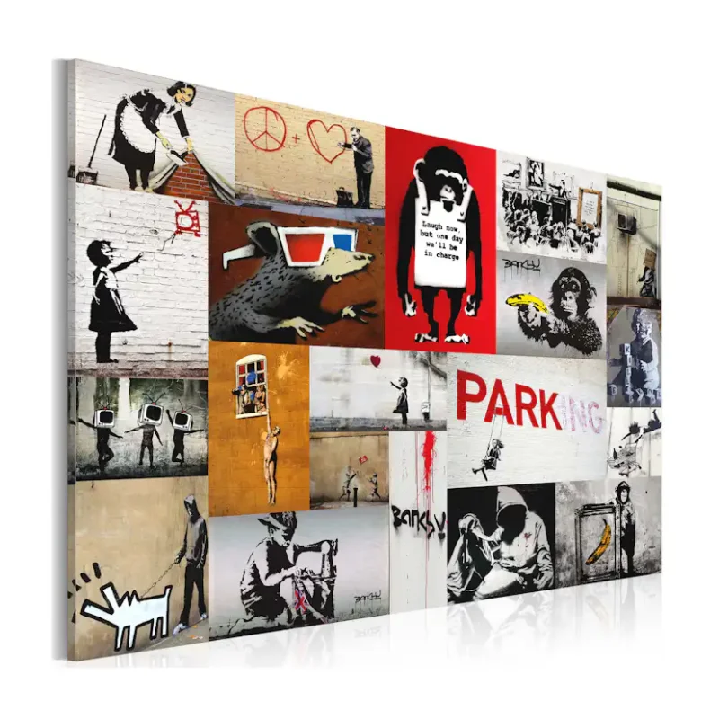 Trygg betalning Tavla Arkiio Banksy Collage90x60 cm