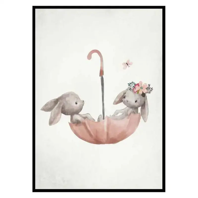 Köp online Poster Gallerix Watercolor Rabbit Friends
