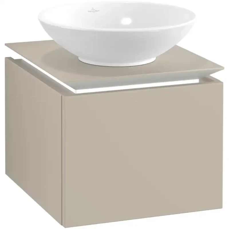Tvättställsskåp Villeroy & Boch Legato Kompakt 450 med 1 Låda för Ytmonterat TvättställMjukgrå med Belysning Reapris