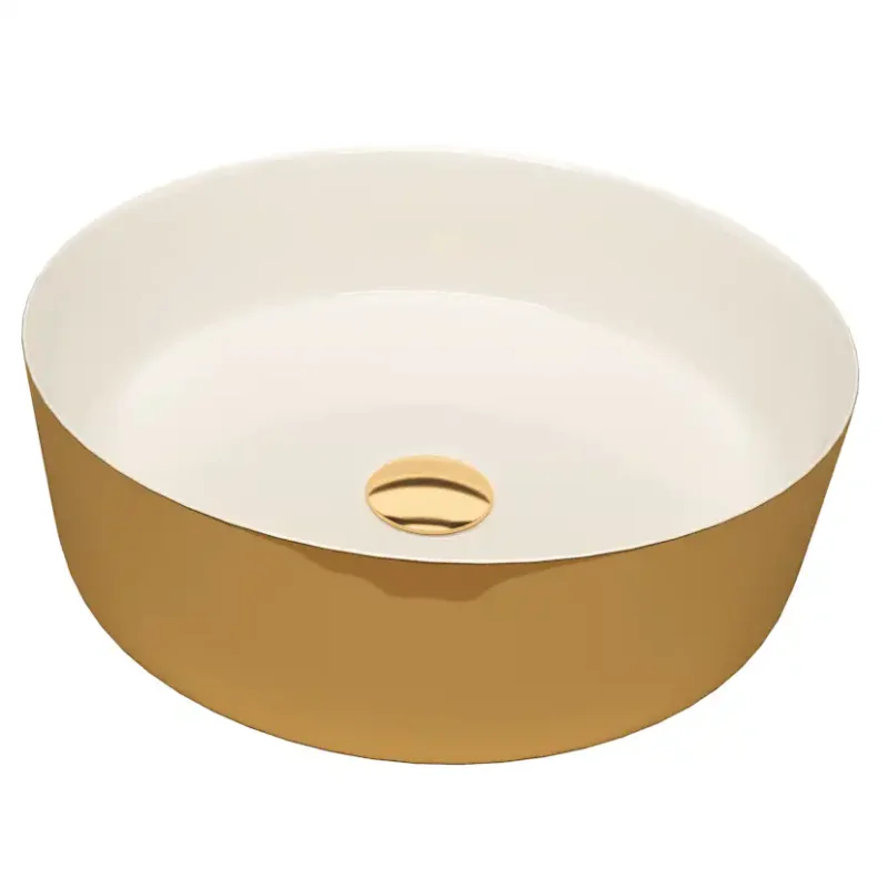 Kampanj Tvättställ Badlyx Round 102 Bicolor 35 cmGuld/Vit