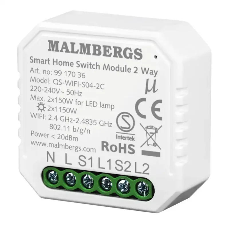 Modul 2-kanal Malmbergs SmartHome Wifi On/off Endast idag
