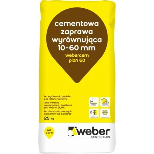 Webercem plan 60 - 25 kg - cementavjämningsbruk, 10–0 mm Fynd