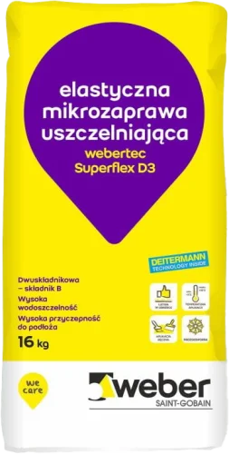 Weber Superflex D3 16 kg pulver (komp. B) tv?komponents, flexibelt tätande mikrobruk Kampanj